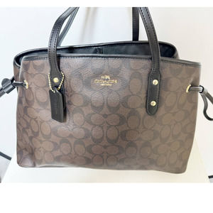 Coach Drawstring Carryall Signature Coated Canvas Shoulder Bag Purse